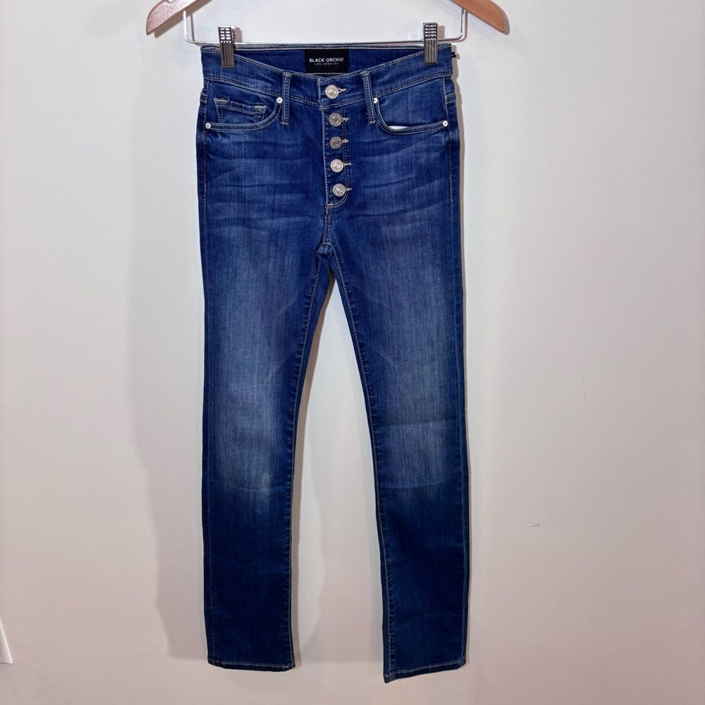 Black Orchard Gigi High Rise Straight Leg NEW Size 24 Color Little Boy Blue